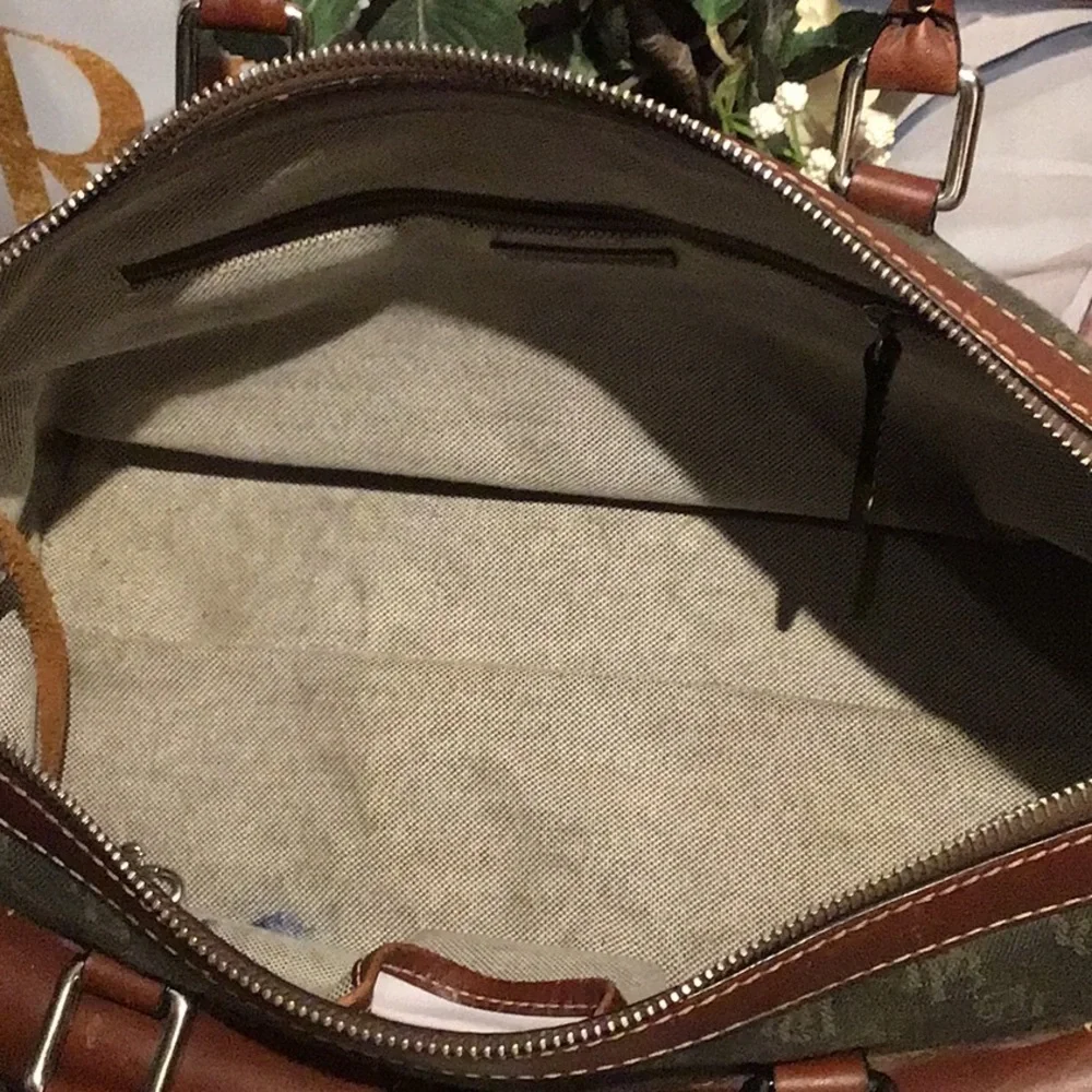 Dooney & Bourke Double Pocket Tote Green Signature Print Anniversary